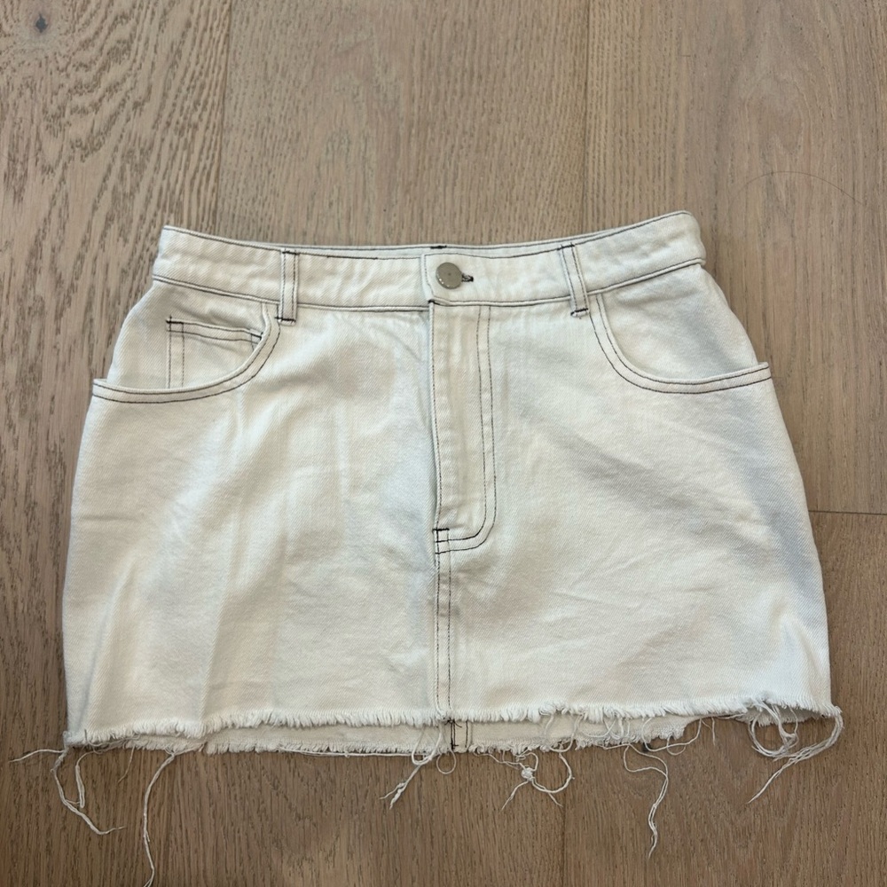White Denim Mini Skirt